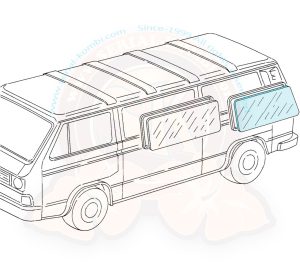 Side window, rear, left or right, 970x428mm, 5/1979-7/1992