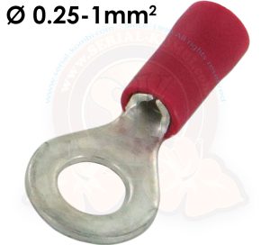 Terminal eléctrico con ojal aislado azul,  Ø 5mm para cable eléctrico 1-2.5mm²