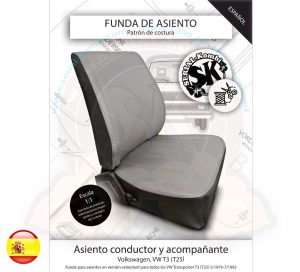 Sewing pattern for seat cover, original driver and passenger seat, Transporter T3 (T25) 5/1979-7/1992 (spanish version)