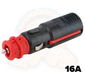 Enchufe macho universal para encendedor de 12/24V 16A, Ø20 (estándar) y adaptador extraíble para conexión de Ø12mm (estándar alemán)