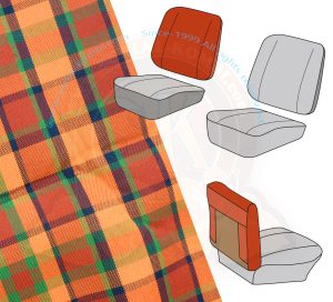 Bezug Sitzlehne Beifahrersitz, Rückseite offen, rot/orange, Westfalia Malaga / Helsinki, 8/1974-7/1979