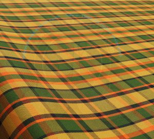 Westfalia seat cloth material, backed fabric, yellow/orange/green colour, width 150cm, sold per metre