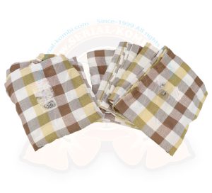 Vorhang, Komplettset 10 St. gelb/braun/weiß kariert, Westfalia, 8/1967-7/1973