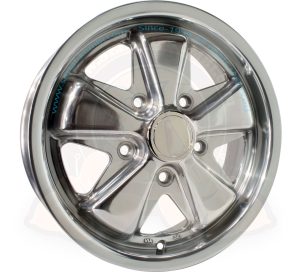 SSP Fuchs wheel, polished, bolt pattern 5x130, 5.5x15", offset ET45, Porsche, VWs with adaptors