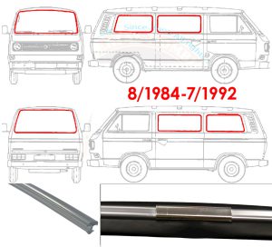 Full glass seal kit, with deluxe chrome plastic trim, 8/1984-7/1992, 6 pieces