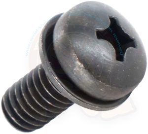 Screw and washer for securing cap on drive flange seal, M7x1.25, 5/1979-7/1992