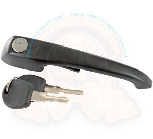 Manilla exterior de puerta delantera con 2 llaves, Negra 8/1968-7/1979