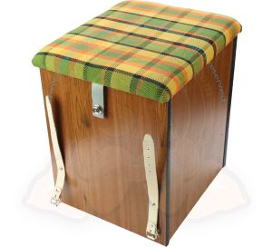 Westfalia Hocker zwischen Fahrer und Beifahrersitz, 8/1973-7/1979 gelb/orange/grün