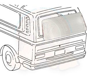 Window for tail gate, clear, 5/1979-7/1992 heated