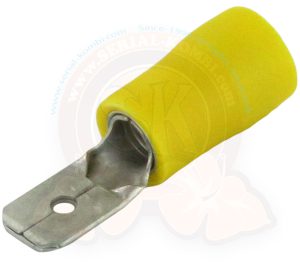 Terminal eléctrico plano aislado Macho amarillo, largo 6.3mm para cable eléctrico 4-6mm²