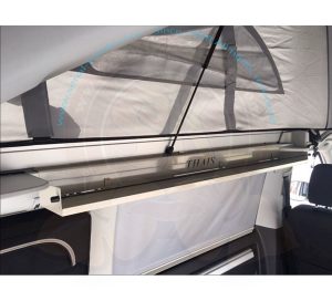 Ripiano laterale, alluminio verniciato grigio chiaro, montaggio senza fori o viti, 118x15x9cm, 16L, T5 4/2003-8/2015, T6 9/2015- California