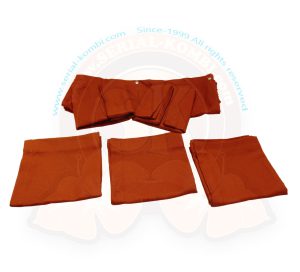 Vorhang, Set komplett, 10 St. orange, Westfalia, 8/1967-7/1979 für Fahrzeug mit Aluminiumschiene an der Unterseite der Heckklappe