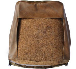 Bezug Sitzlehne Vordersitz, Rückseite offen, braun/beige kariert, Westfalia, 8/1974-7/1979