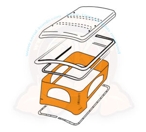 Lona de techo elevable, T2 8/1967-7/1979,  128.5x88cm, amarillo/naranja, tipo seta