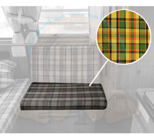 Bezug für Sitzfläche Seitenbank, gelb/grün/orange, Westfalia Helsinki, 8/1973-7/1979 64x47.5cm