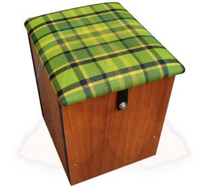 Westfalia Hocker zwischen Fahrer und Beifahrersitz, 8/1973-7/1979 grün/gelb