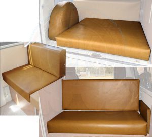 Kit completo 7 pezzi rivestimenti interni skaï giallo senape Westfalia 8/1967-7/1970 sedile singolo opposto al senso di marcia con schienale basso