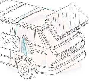 Opening quarter window glass right 5/1979-7/1992