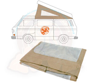 Telo per tetto a soffietto Westfalia, T3 5/1979-7/1983, beige, 3 finestrelle, specifiche SERIAL-Kombi