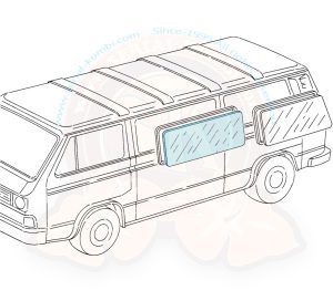 Side window midle left 5/1979-7/1992 or right 5/1979-8/1984, 428 x 1082mm