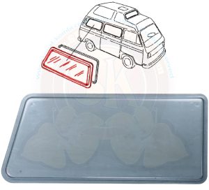 Thermo window rear right, double glazed plexiglass, grey, Westfalia Joker, 5/1979-7/1992 974x430mm