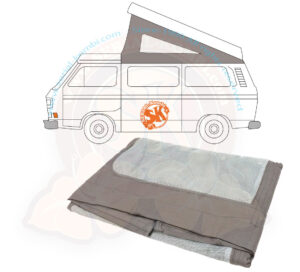 Telo per tetto a soffietto Westfalia, T3 8/1983-7/1992, grigio, 3 finestrelle, specifiche SERIAL-Kombi