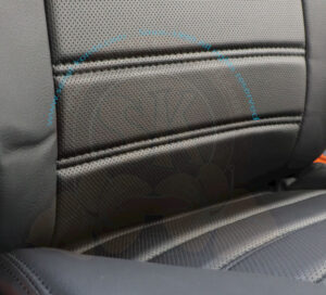 Seat cover set, drivers and passengers seat, black leatherette, with 2 storage pockets on the backrest 5/1979-7/1992