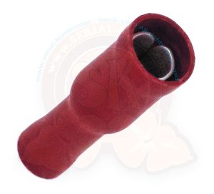 Terminal eléctrico redondo aislado Hembra rojo, Ø 4mm para cable eléctrico 0.5-1mm²