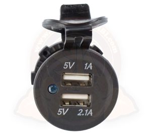 Enchufe USB 12V, 2 salidas 5V (2.1A/1A), para recargar vía USB, agujero de 29mm