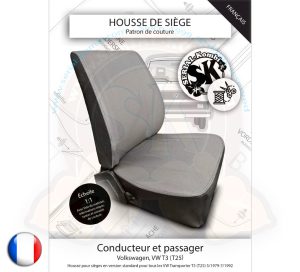 Sewing pattern for seat cover, original driver and passenger seat, Transporter T3 (T25) 5/1979-7/1992 (french version)