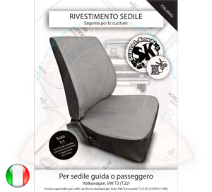 Sewing pattern for seat cover, original driver and passenger seat, Transporter T3 (T25) 5/1979-7/1992 (italien version)