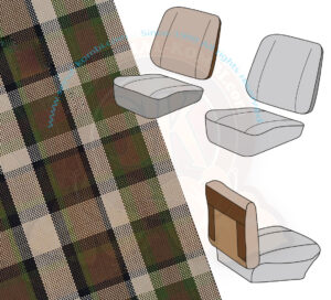 Bezug Sitzlehne Beifahrersitz, Rückseite offen, braun/beige, Westfalia Malaga / Helsinki, 8/1974-7/1979