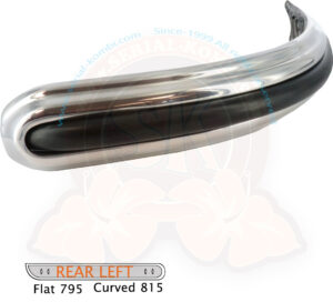 Butoir de pare-chocs 4/1953-7/1965 arrière gauche, en aluminium poli avec kit de fixation et caoutchouc noir