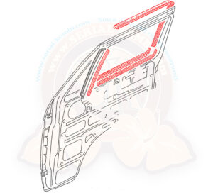 Fensterführung und Fensterschachtdichtung, komplett für eine Tür, links oder rechts, 5/1979-7/1992