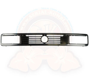 Rejilla delantera de radiador versión 4 faros rectangulares, para emblema VW 125mm, borde cromado 5/1979-7/1992, vendido sin faros y sin emblema