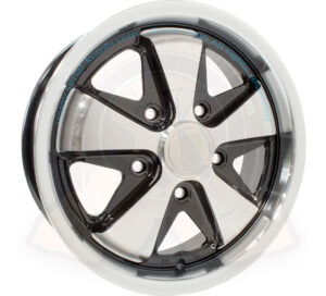 SSP Fuchs 911 wheel, black and polished, pattern 5x130, size 5.5x15", offset ET45 Porsche and VWs with adaptors
