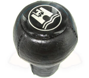 Pomello leva del cambio in skai nero con stemma Wolfsburg 12mm 8/1967-7/1979