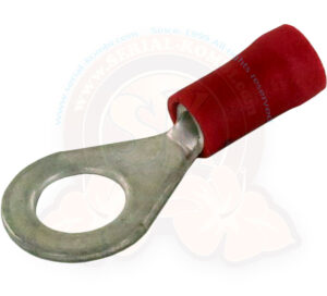 Terminal eléctrico a ojal aislado rojo, Ø 6mm para cable eléctrico 0.25-1mm²