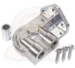 Oil Filter bracket, for FRAM HP1 - MANN etc, for external oil filter, ports on right side, 1600cc-2000cc, 8/1967-7/1979