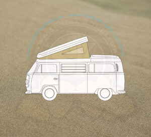 Lona de techo elevable Westfalia, T2 8/1967-7/1973, beige, 3 ventanas