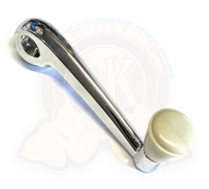 Manivela elevalunas de puerta, cromada con pomo Silverbeige, Escarabajo / Karmann Ghia -7/1966