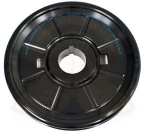 Crankshaft pulley, stock design, black anodized aluminum, standard diameter, 1600cc, 8/1967-7/1979