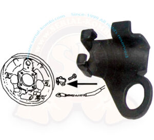 Placa sostén de cable de freno de mano sobre anclaje izquierdo, Escarabajo / Karmann Ghia -9/1957 (> 1 673 410), derecho 10/1957- (1 673 411 >)