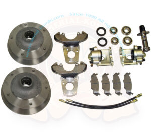 Kit de frenos de disco delanteros EMPI 'Zero Offset', perforado en5x205, Beetle / Karmann Ghia -7/1965 (eje delantero de pivote, manguetas originales)