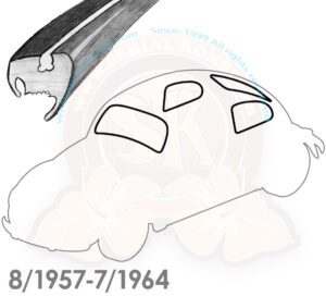 Dichtungsset Scheibe, 4 Stück, Cal-Look, Käfer Limousine, 8/1957-7/1964