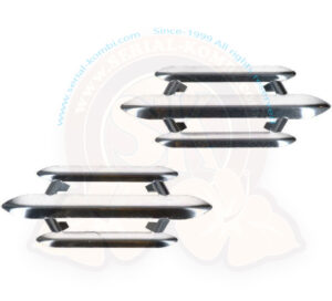 Griglie del clacson stile Koch (3 barre), alluminio spazzolato, Maggiolino 10/1952-7/1967 (1200cc -7/1973) la coppia 113853614K