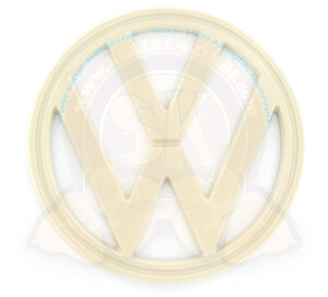 VW badge, front, 8/1972-7/1979 white plastic like original