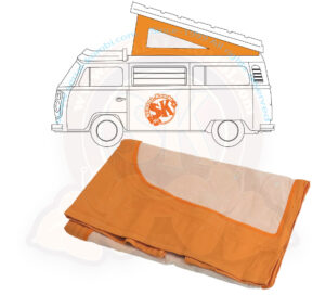 Lona de techo elevable Westfalia, T2 8/1973-7/1979, naranja, 3 ventanas, especificaciones SERIAL-Kombi