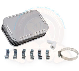 Pancake air filter for carburettor, chrome, 1200cc-1600cc, 1950-7/1979