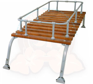 Dachgepäckträger, 2 Bögen, silbern pulverbeschichtet, Holzbeplankung, 50cm, 1950-7/1979